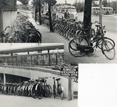 501991 Twee afbeeldingen van gestalde fietsen bij het Centraal Station op het Stationsplein te Utrecht.